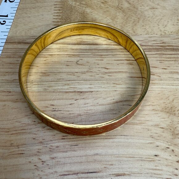 J. Crew Orange Enamel & Gold-Tone Bangle Bracelet With Woven Pattern - Picture 5 of 8